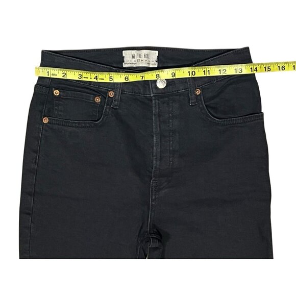 We the Free Distressed Black High Rise Skinny Stretch Jeans Raw Hem Size 27 - Picture 5 of 13